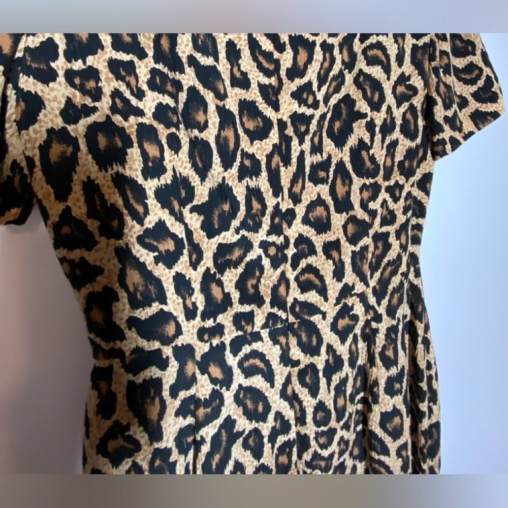 Vintage Silk Dress Size 4 NWT PATRICK COLLECTION Leopard Print Tailored - Picture 3 of 7